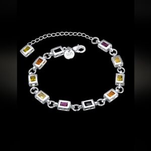 925 Sterling Silver Cubic Zirconia Link Bracelet
